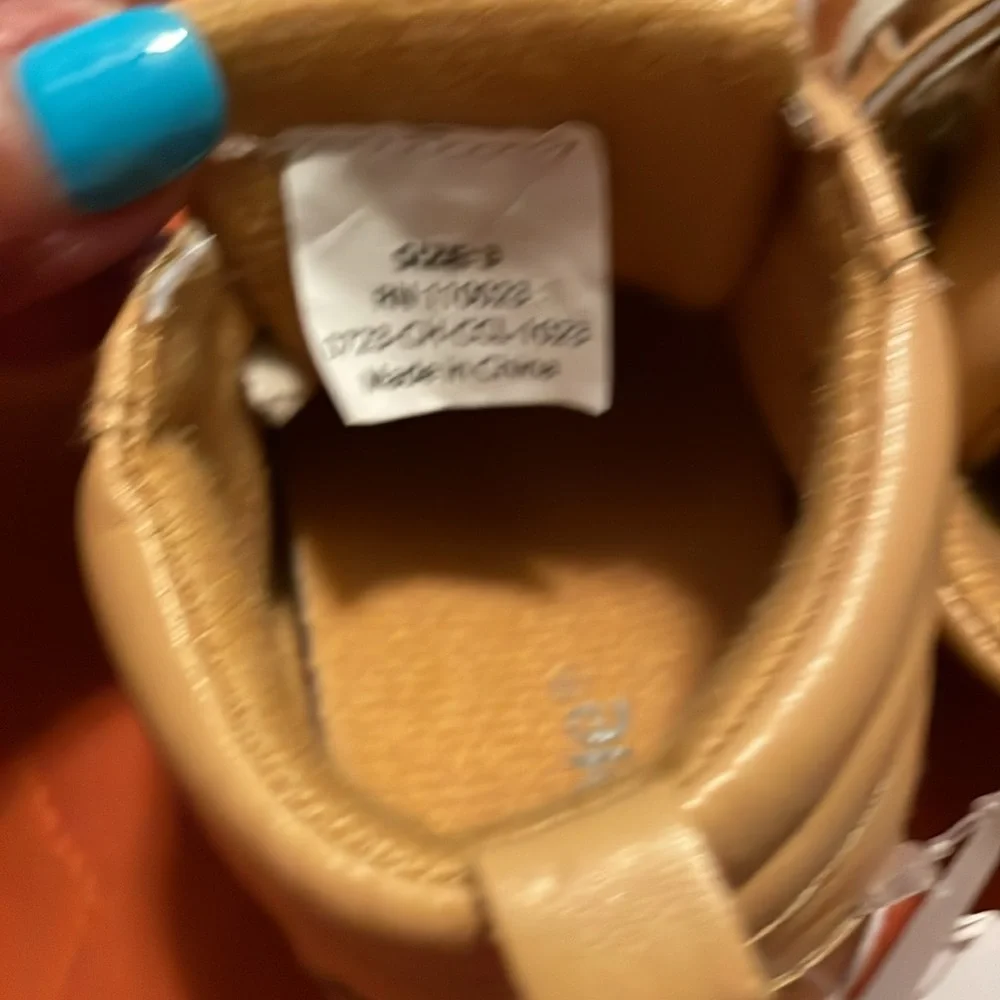 NWT Little Me Tan and White Baby Walker Shoes with Velcro Strap Baby Size 3